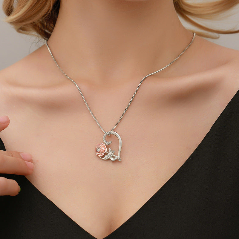 "Vanessa" Rose Heart Necklace
