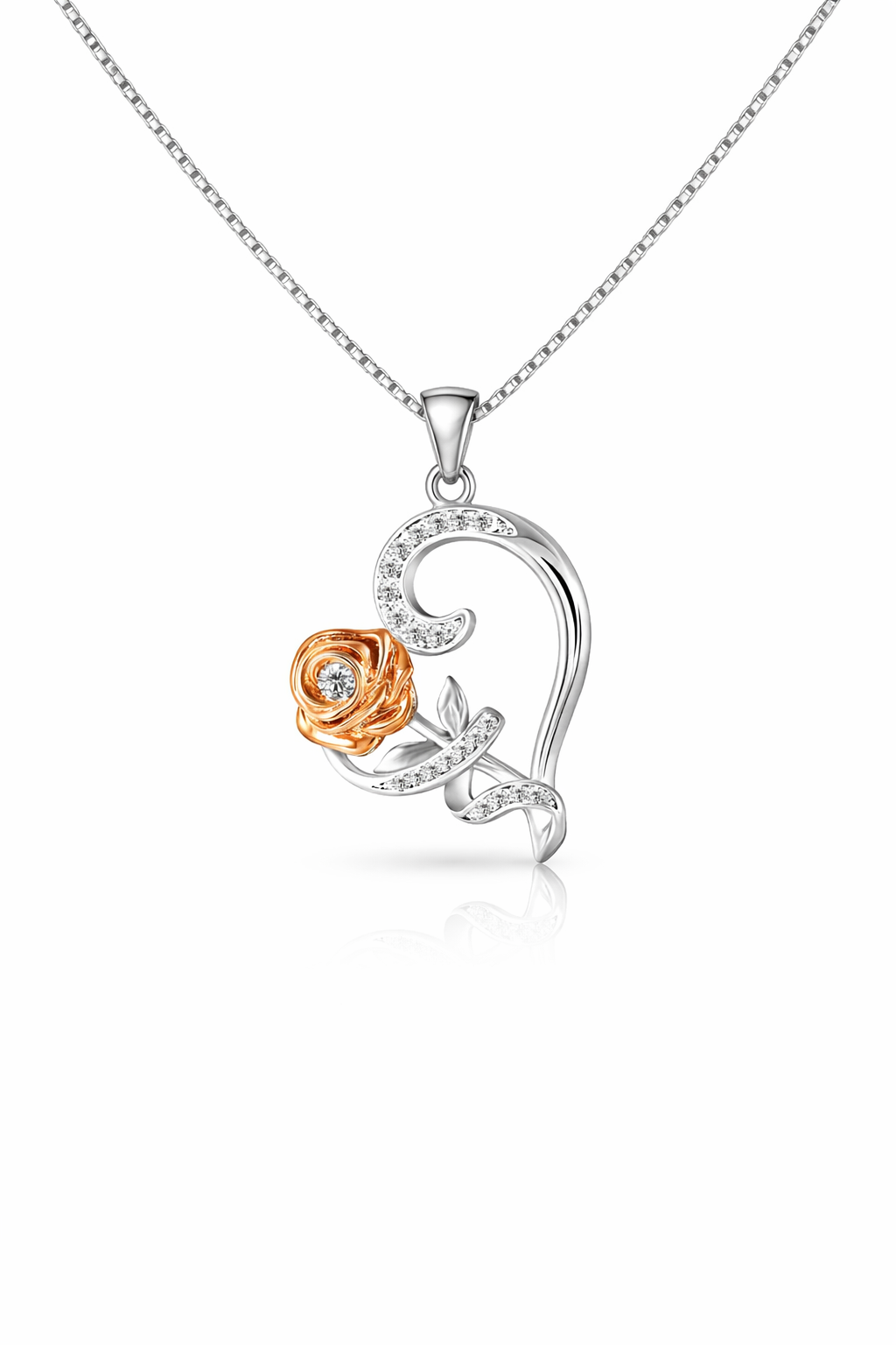 "Vanessa" Rose Heart Necklace